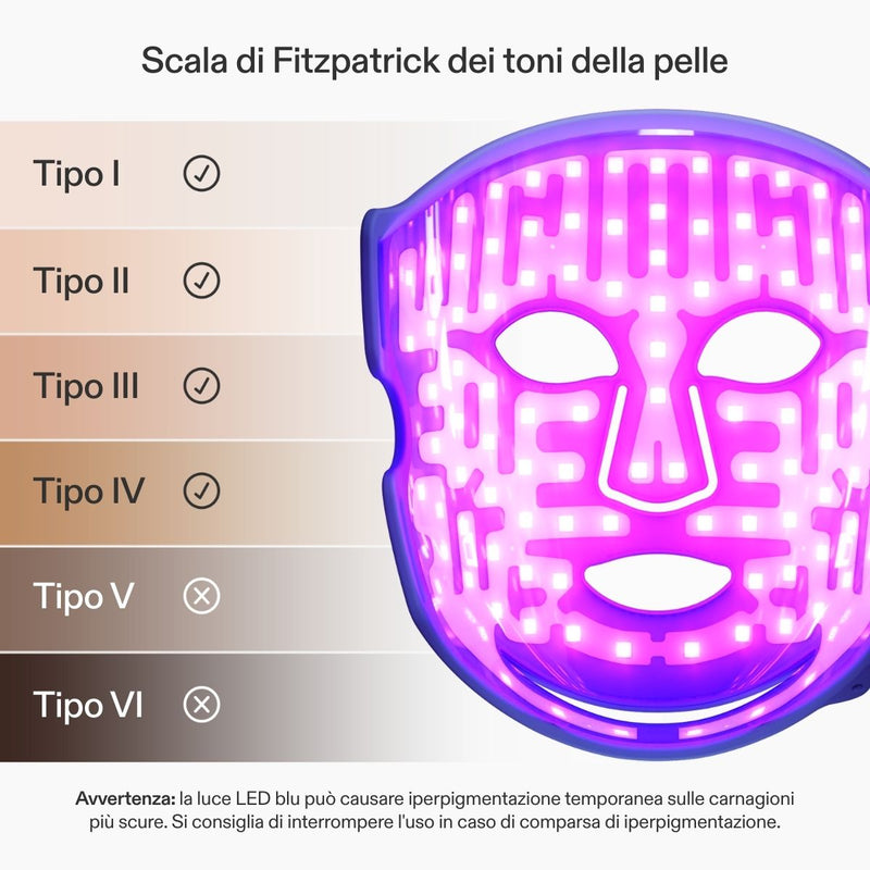 Maschera a luce LED blu CurrentBody Skin